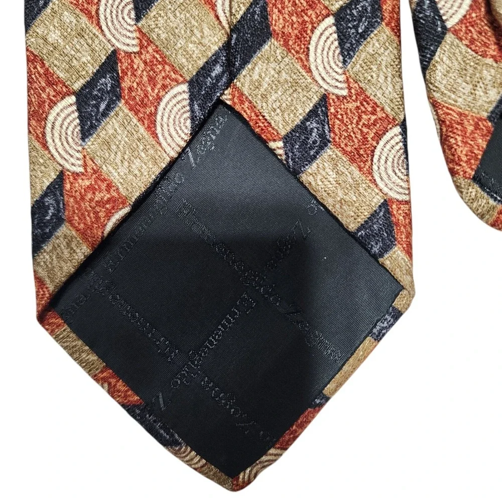 Ermenegildo Zegna Mens Vintage Geometric Silk Tie Made In‎ Italy Multicolor